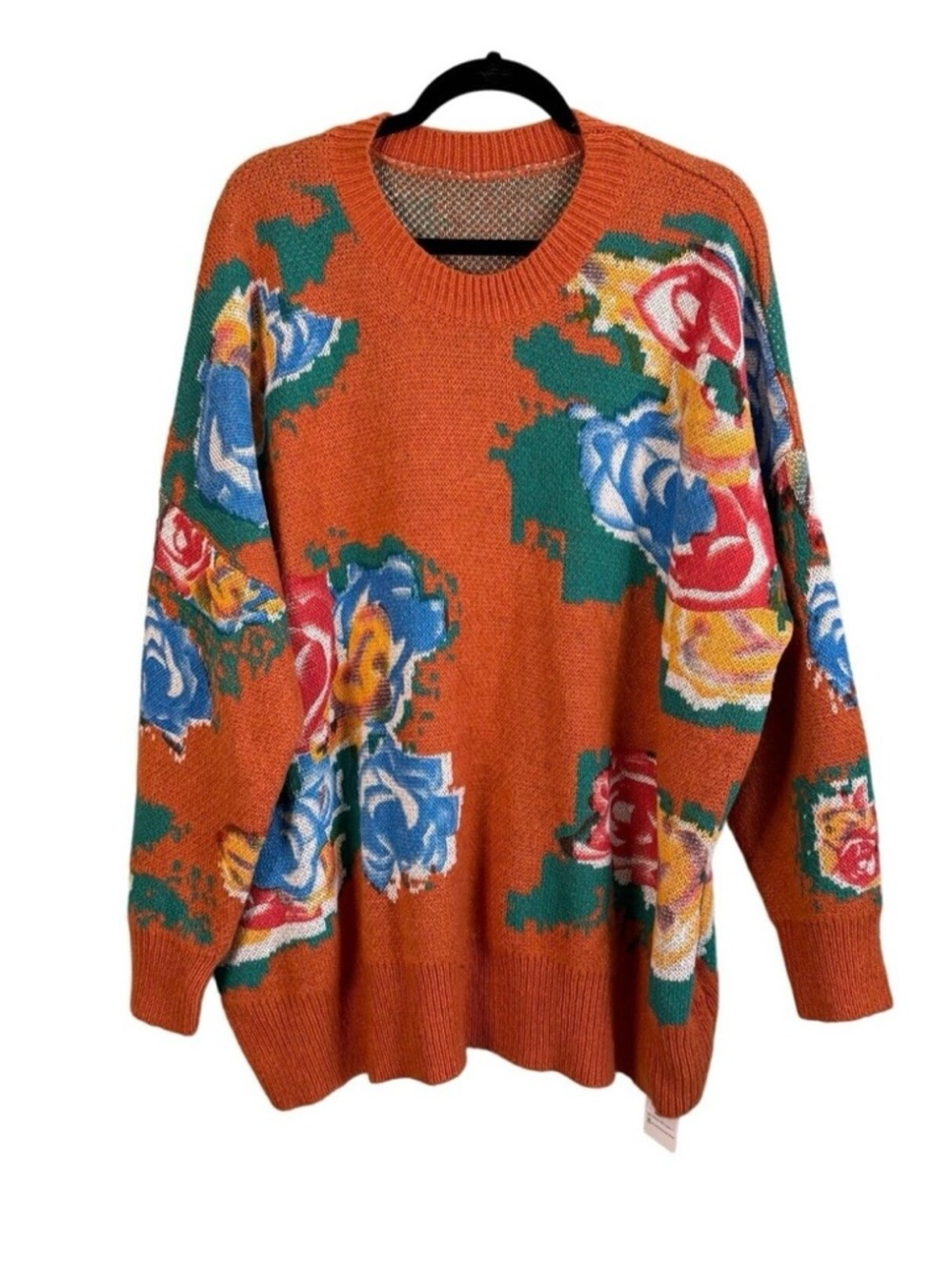 Amato Rizza Orange Floral oversized Sweater